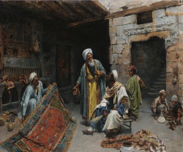 絨毯商人 2 アルフォンス・レオポルト・ミーリッヒ オリエンタリストの場面 Oil Paintings